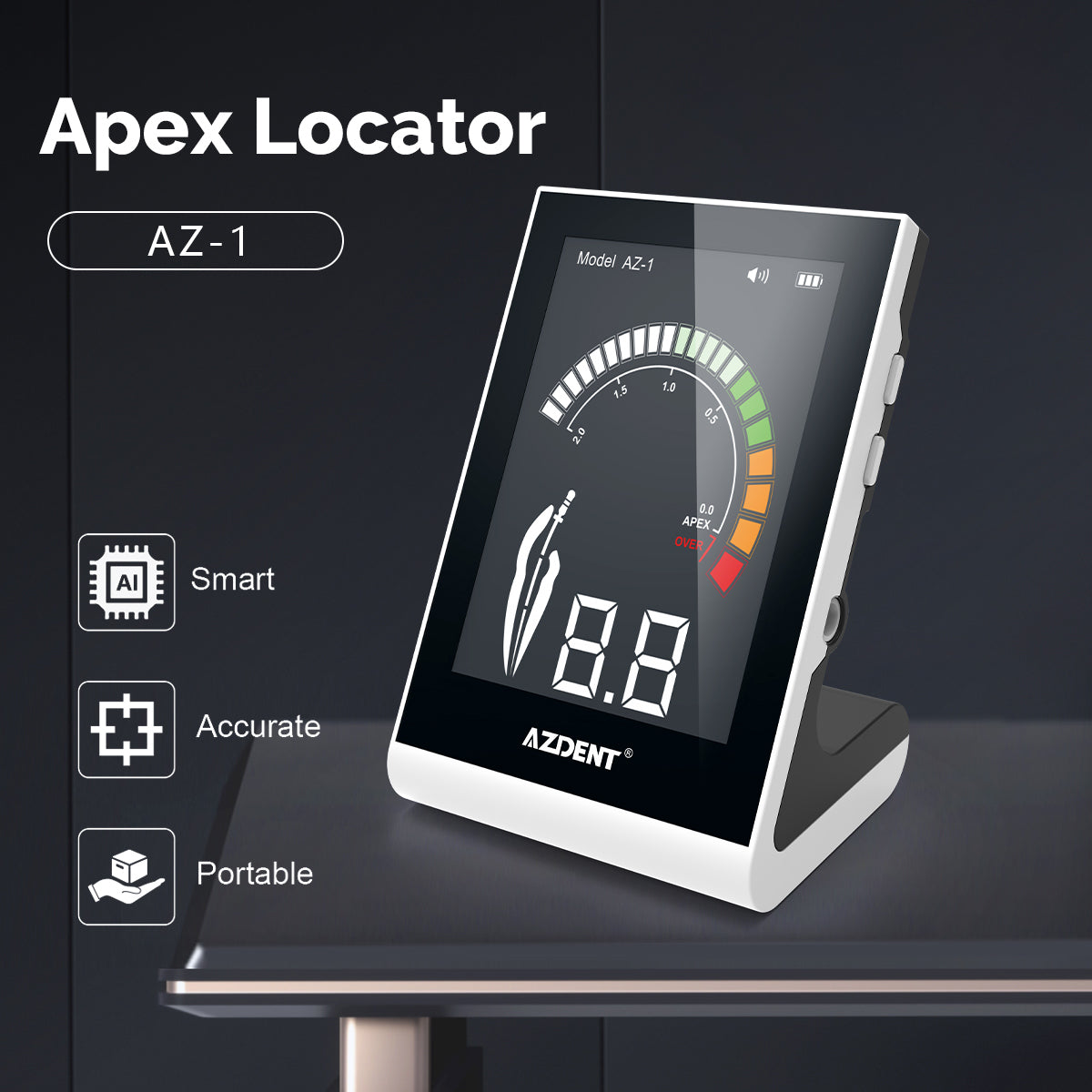 AZDENT Dental Endodontic Apex Locator Root Canal Measurement Tool Multi-color Screen Touch Inductive Button - azdentall.com