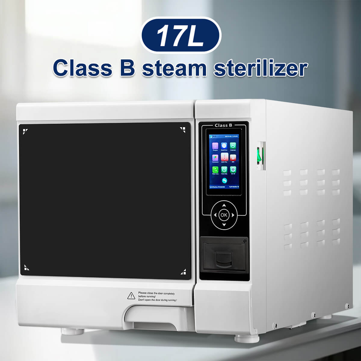 Dental Autoclave Steam Sterilizer Table Top LCD Built-in Printer Class B Dry Function 17L - azdentall.com