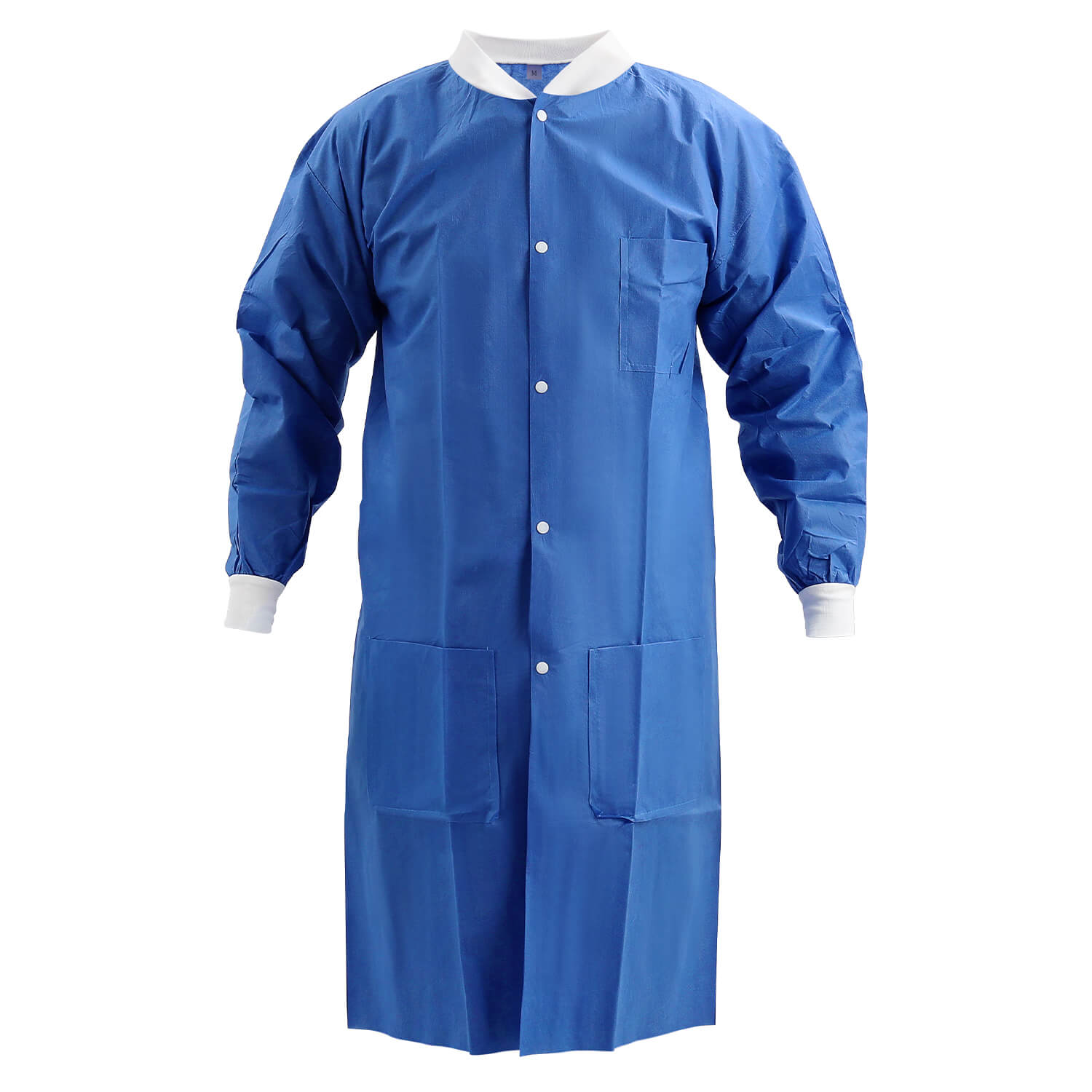 Disposable SMS Medical Lab Coats Jacket Knee Length with Knit Cuff