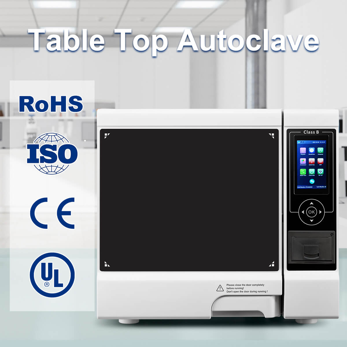 Dental Autoclave Steam Sterilizer Table Top LCD Built-in Printer Class B Dry Function 17L - azdentall.com