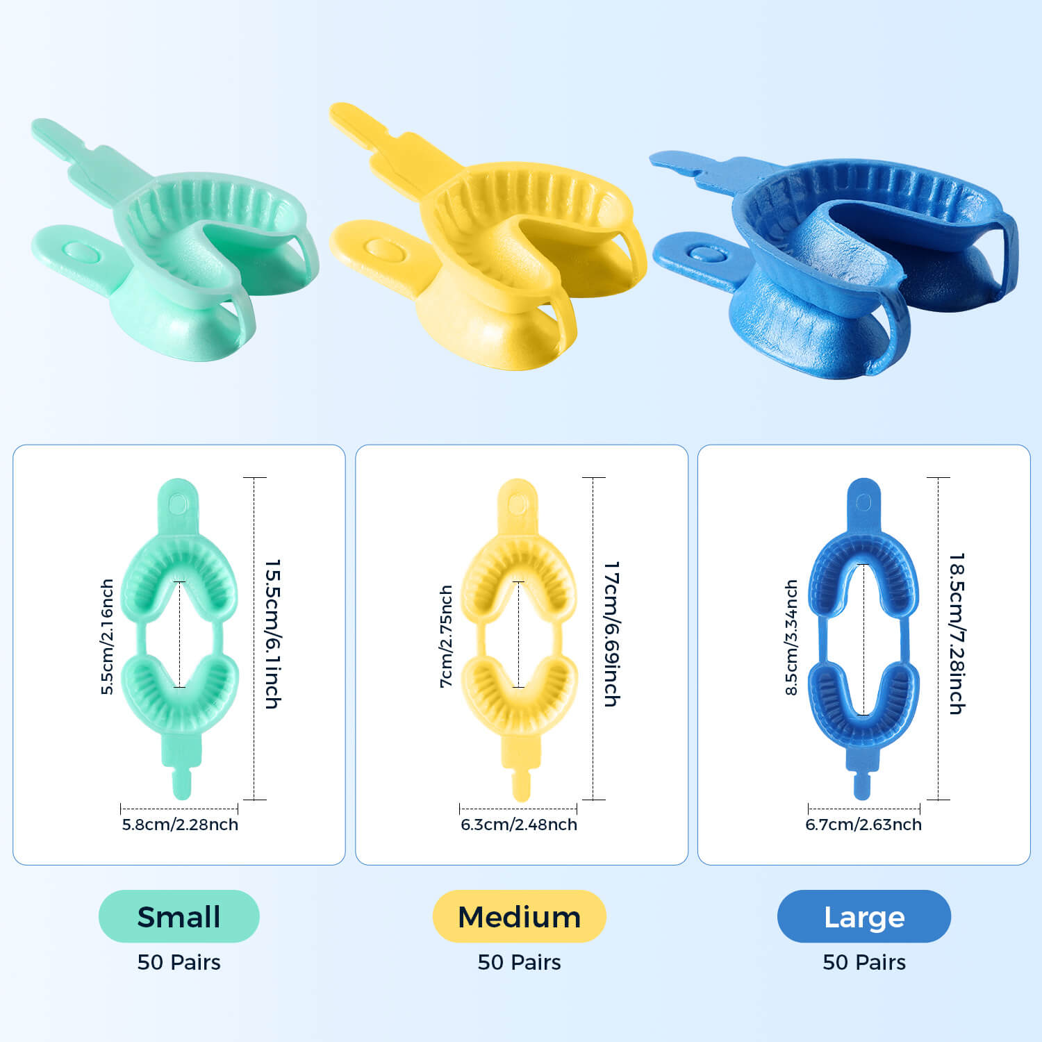 Dental Disposable Fluoride Foam Trays with Irrigation Needle Tips 50 pairs/Bag - azdentall.com