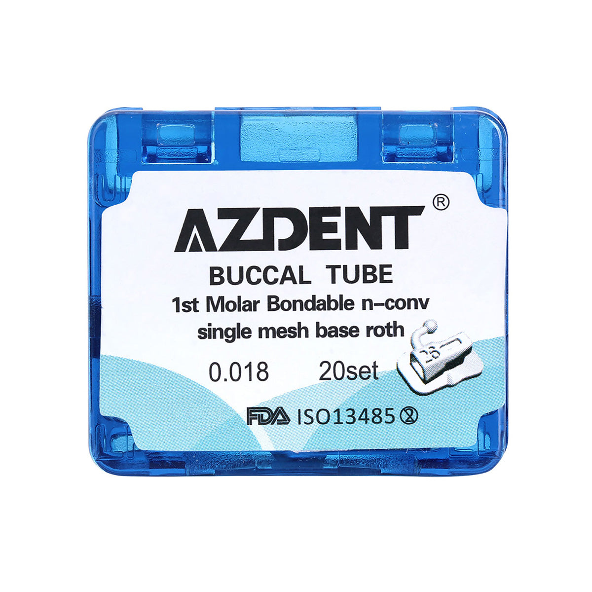 AZDENT Dental Orthodontic Buccal Tube 1st Molar Bondable Split Non-Convertible Roth 0.018 80pcs/Box - azdentall.com