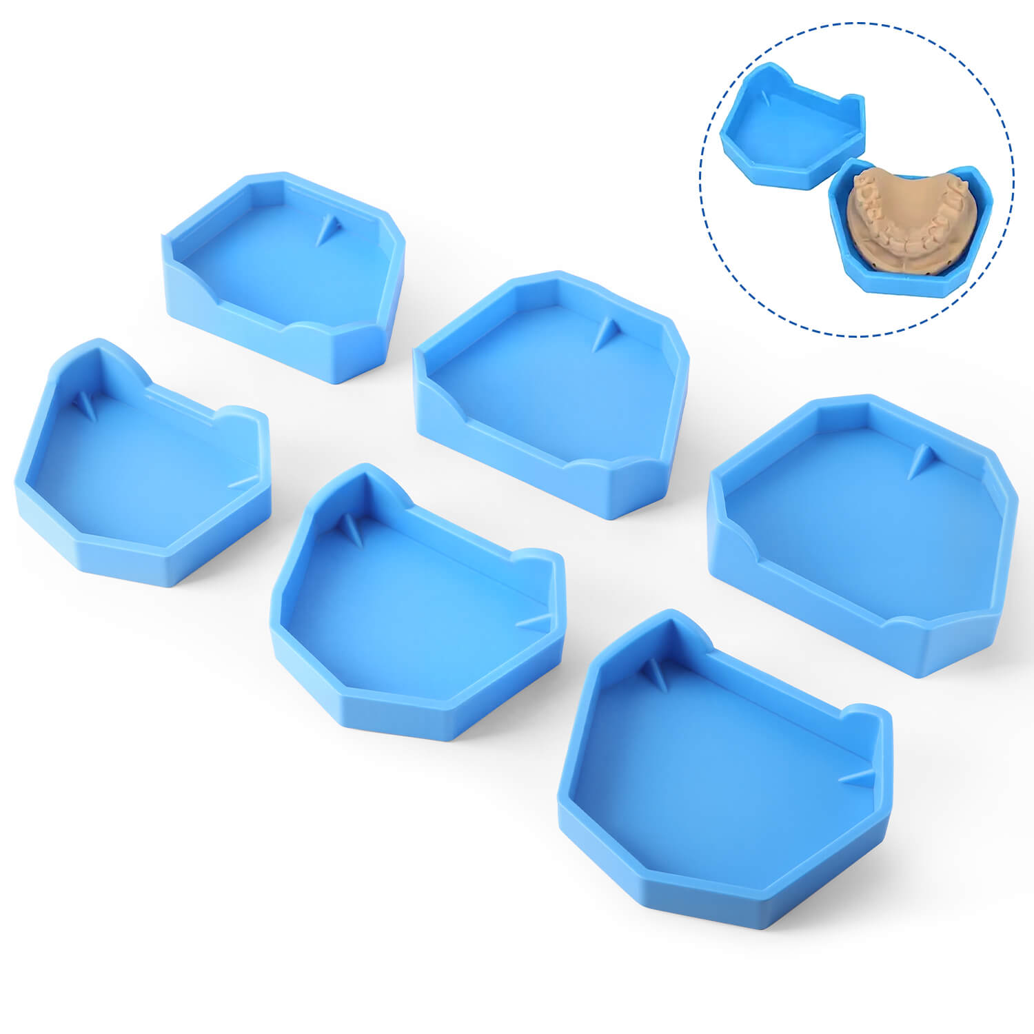 Dental Model Base Silicon Rubber Plaster Denture Tray Impression Former Base 6pcs/Set - azdentall.com