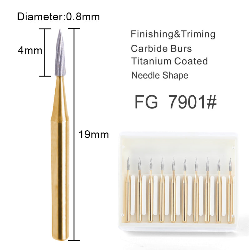 Dental Carbide Burs FG 7901 Needle Shaped Trimming & Finishing 10pcs/Box - azdentall.com