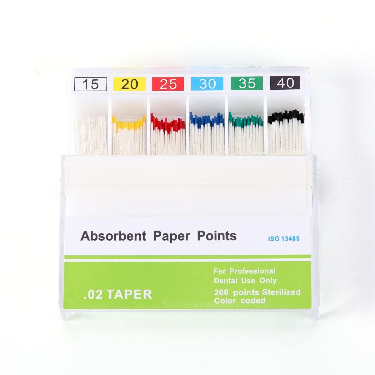 Absorbent Paper Points #15-40 Taper Size 0.02 Color Coded 200/Box - azdentall.com