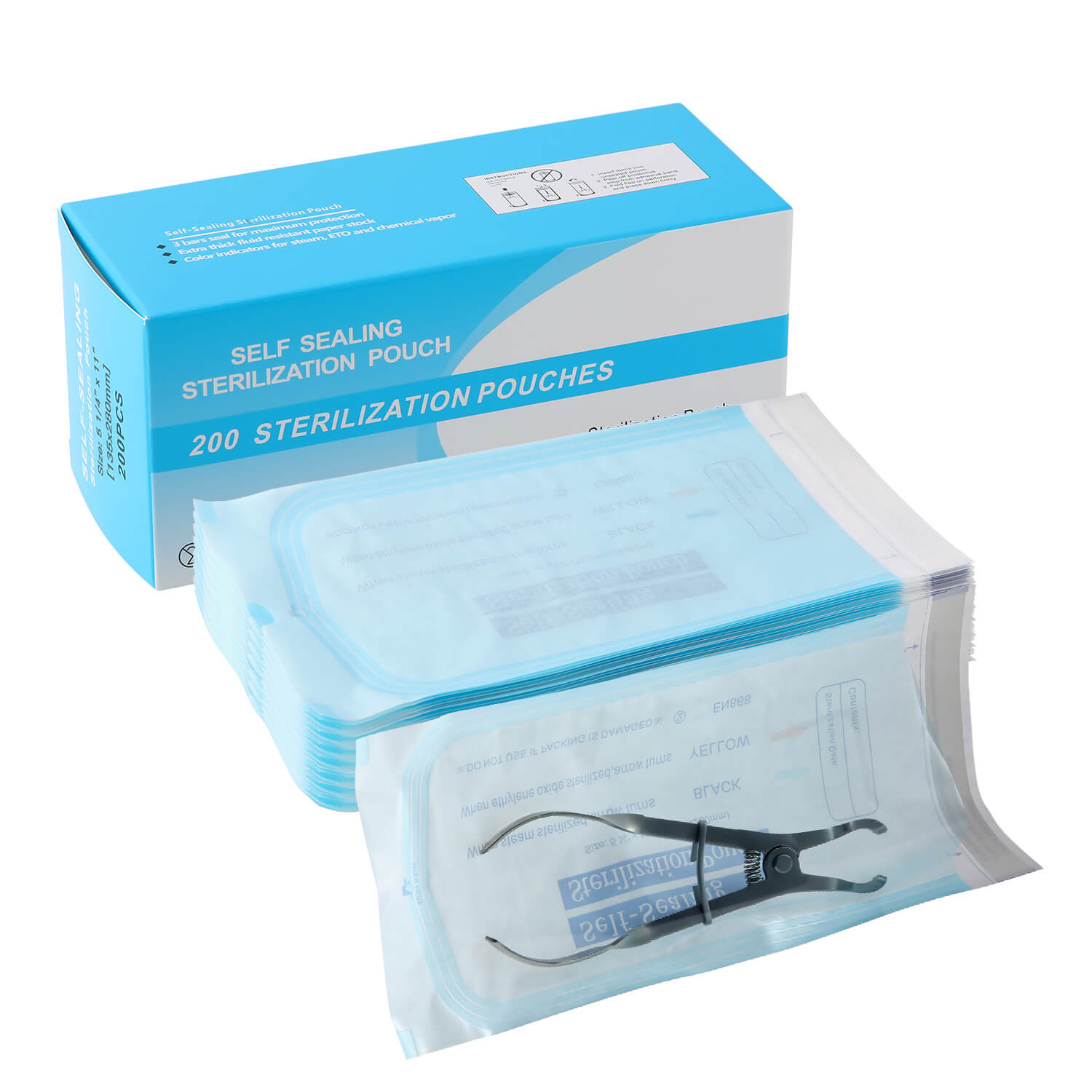 Dental Self-Sealing Sterilization Pouch 5.25”x11” 200pcs/Box – AZDENT