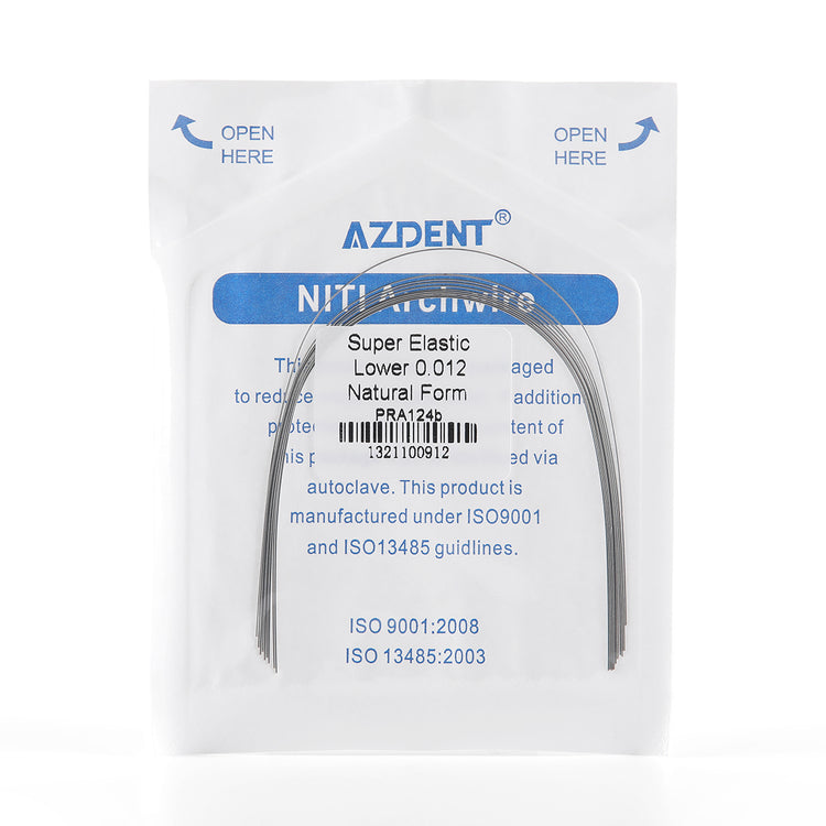 AZDENT Archwire Niti Super Elastic Natural Round 0.012 Lower 10pcs/Pack - azdentall.com