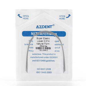 AZDENT Archwire Niti Super Elastic Natural Round 0.014 Lower 10pcs/Pack - azdentall.com