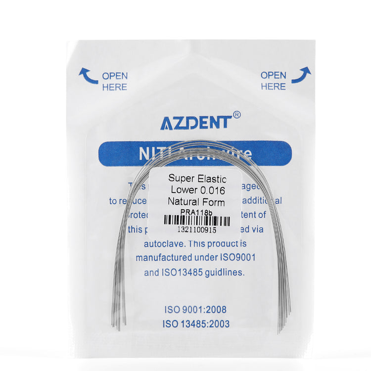 AZDENT Archwire Niti Super Elastic Natural Round 0.016 Lower 10pcs/Pack - azdentall.com