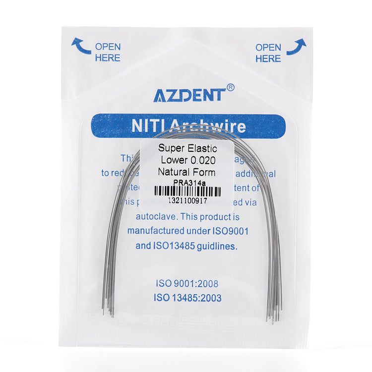AZDENT Archwire Niti Super Elastic Natural Round 0.020 Lower 10pcs/Pack - azdentall.com
