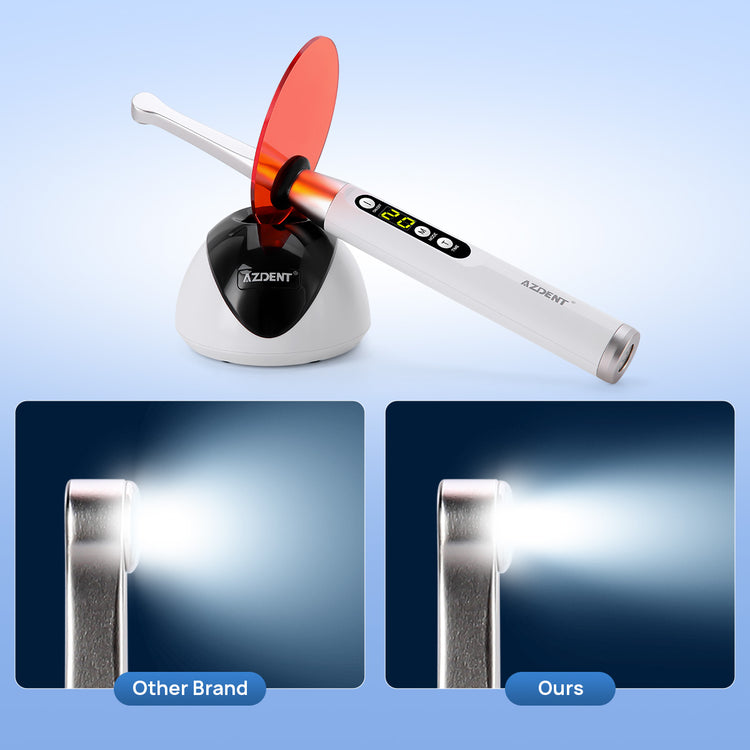 AZDENT Dental LED Curing Light Wireless 2200mW/cm² 1 Sec Curing 3 Modes - azdentall.com