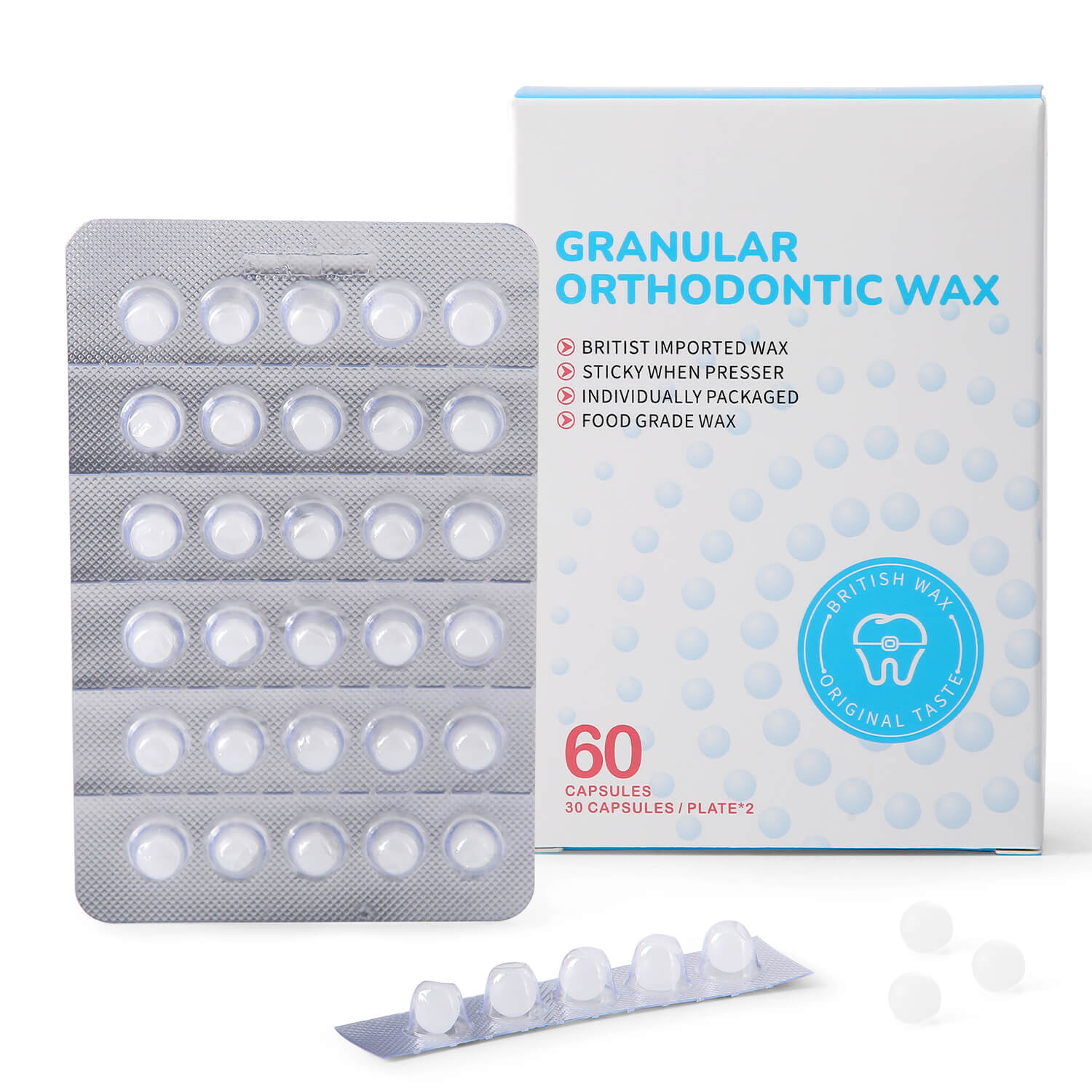 Dental Granular Orthodontic Protective Wax Unscent for Braces 60pcs/Box - azdentall.com
