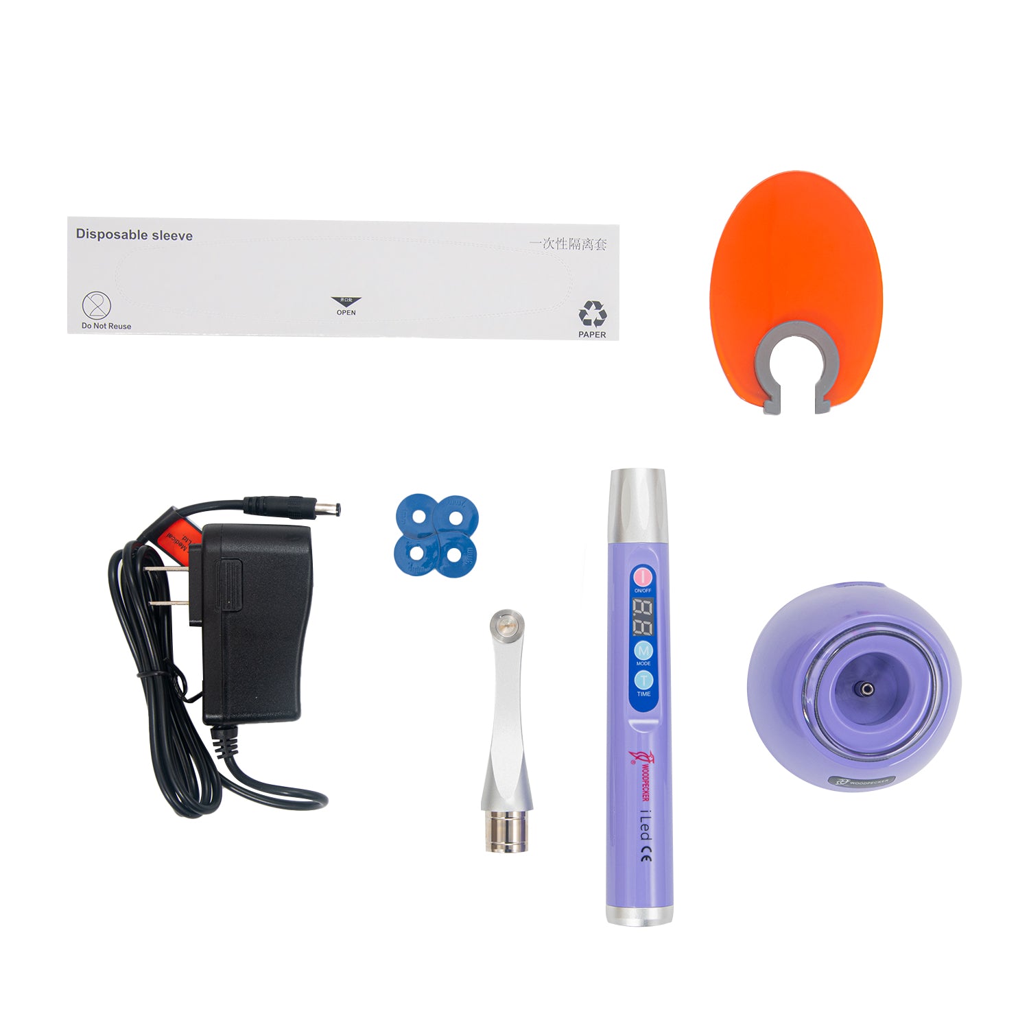 Woodpecker Curing Light iLED Plus Wireless 360° Rotary Wide Spectrum Metal Head 2 Working Modes 2500mW/cm2 White/Purple - azdentall.com