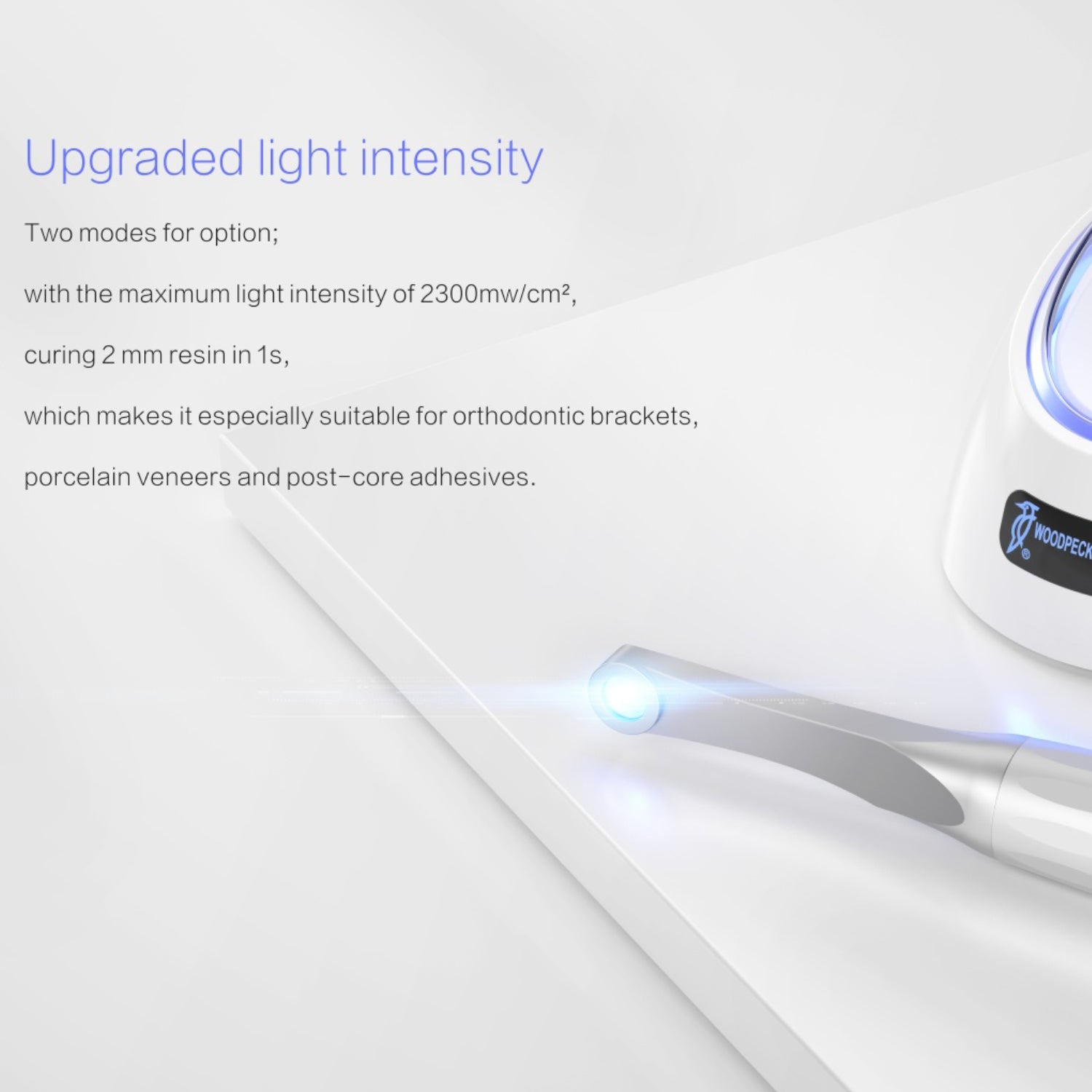 Woodpecker Curing Light iLED Plus Wireless 360° Rotary Wide Spectrum Metal Head 2 Working Modes 2500mW/cm2 White/Purple - azdentall.com