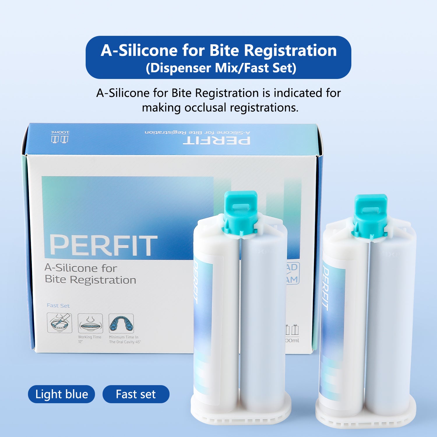 Dental Bite Registration Material Fast Set 2 Cartridges Of 50ML Mixing Tips