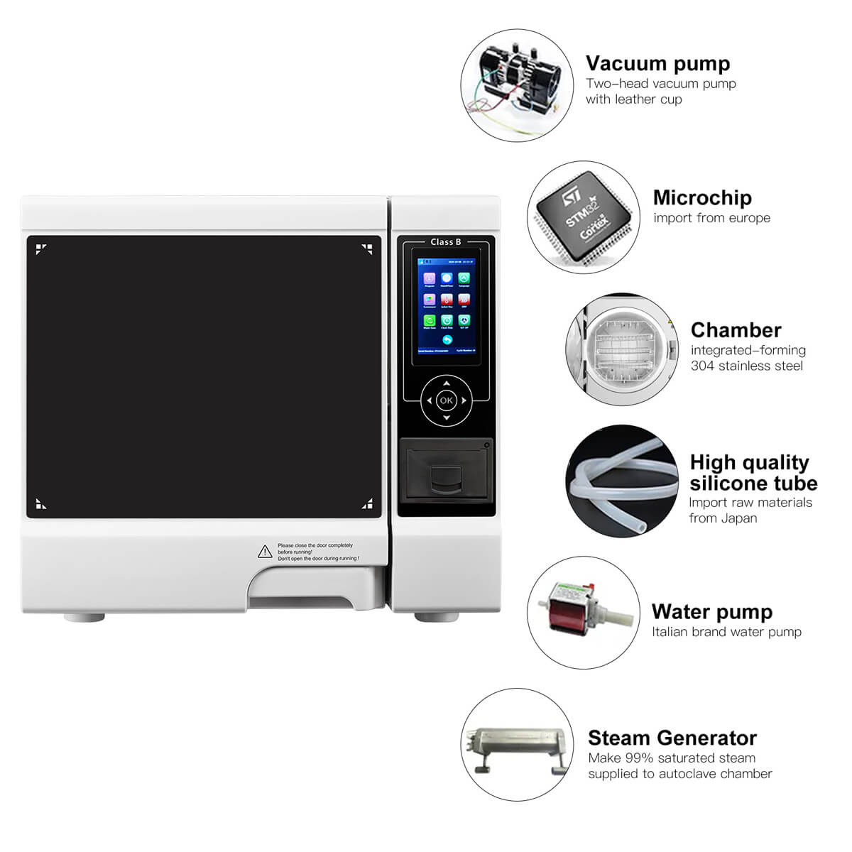 Dental Autoclave Steam Sterilizer Table Top LCD Built-in Printer Class B Dry Function 17L - azdentall.com