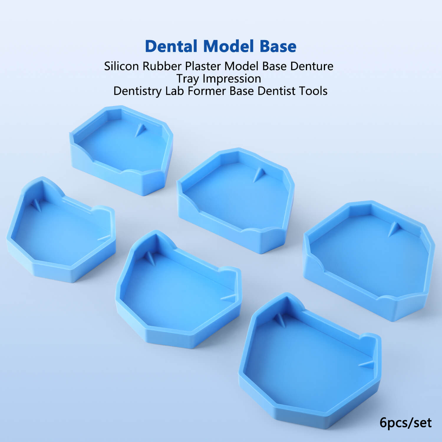 Dental Model Base Silicon Rubber Plaster Denture Tray Impression Former Base 6pcs/Set - azdentall.com