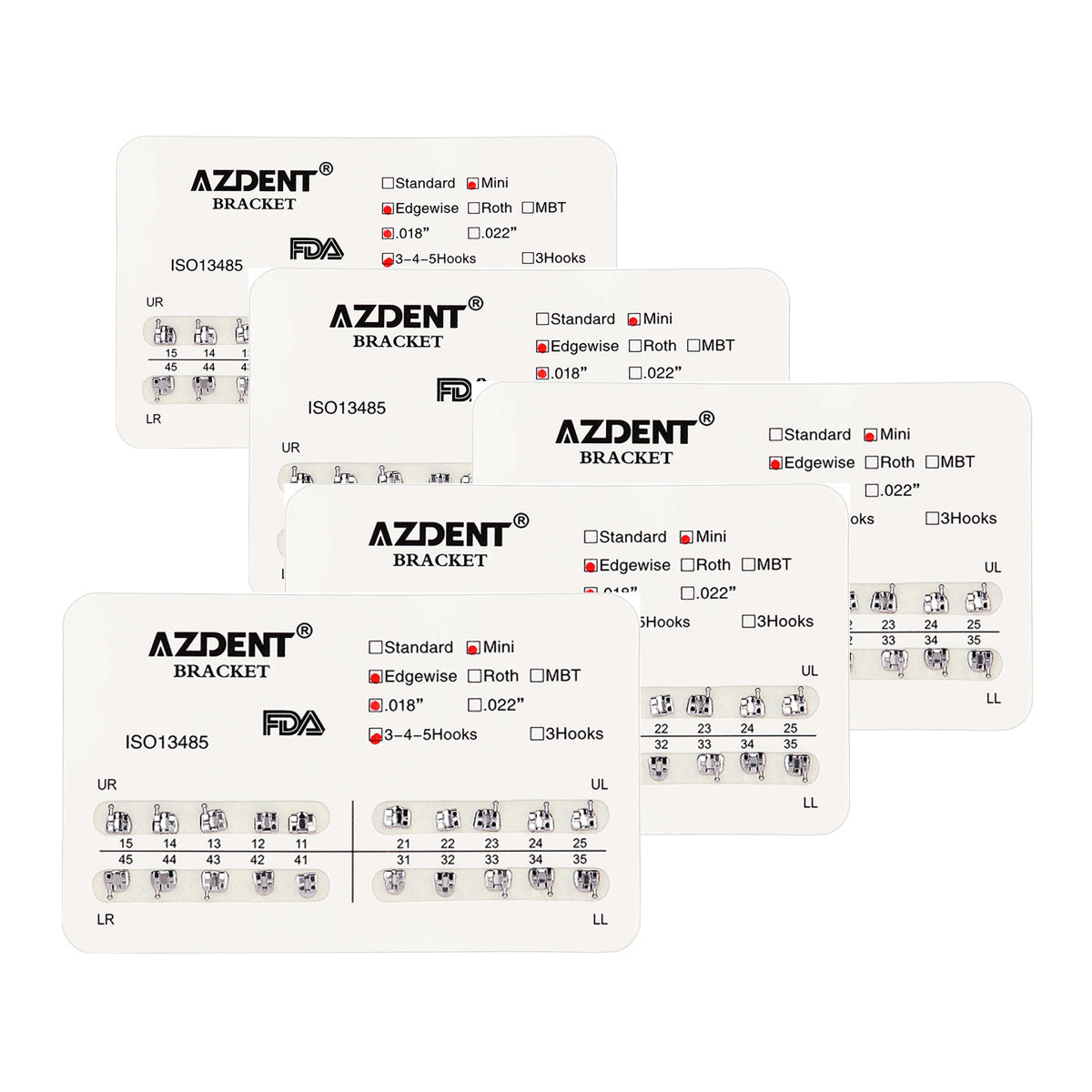 AZDENT Dental Mini Metal Brackets For Braces Full Size 20pcs/Pack