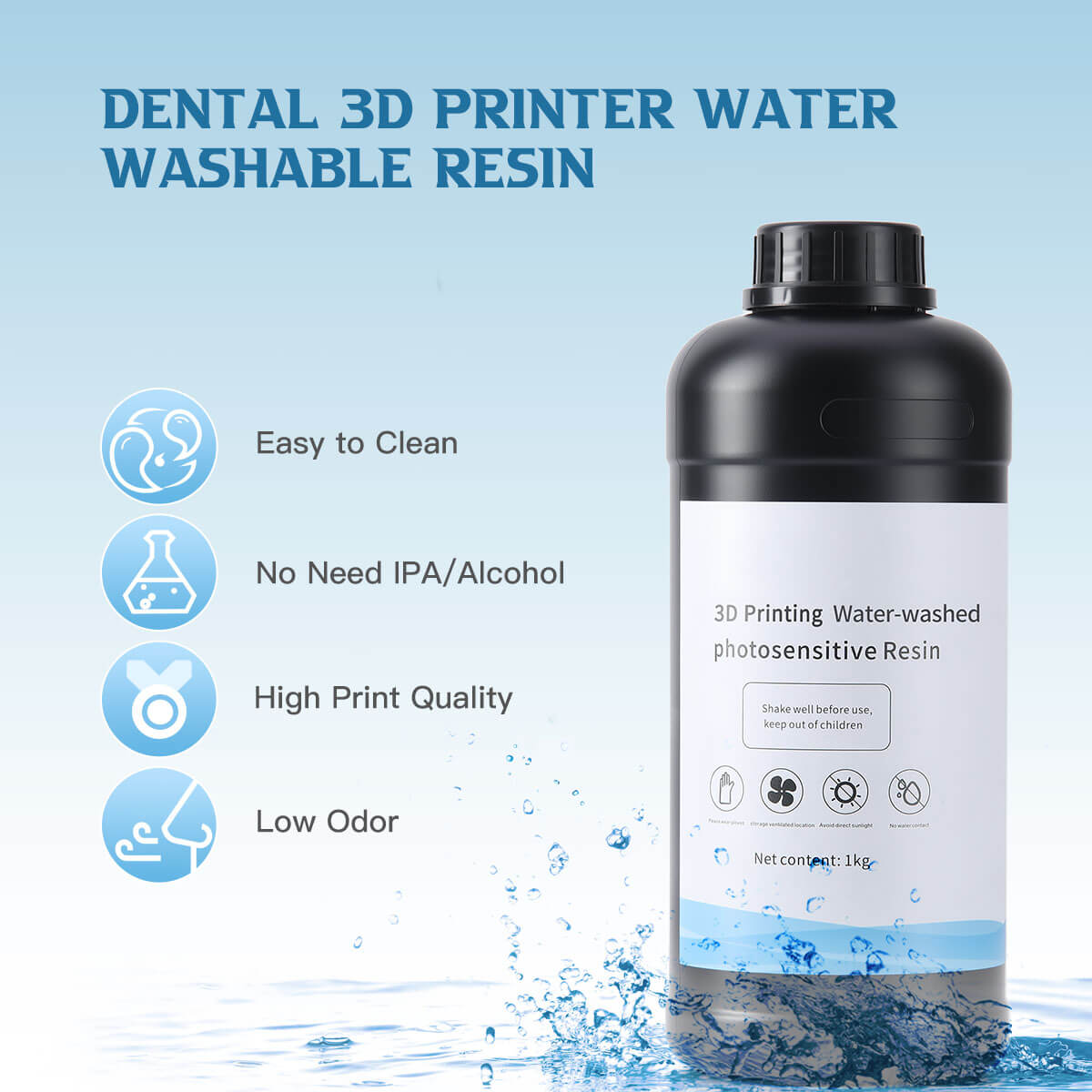 Dental 3D Printer Water Washable Resin Materials Transparent White 1KG/Bottle - azdentall.com