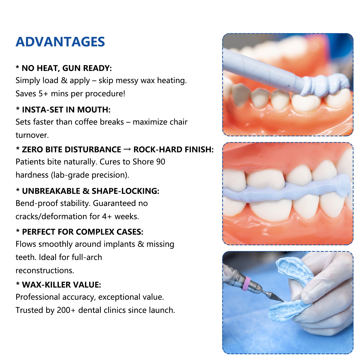 Dental Bite Registration Material Fast Set 2 Cartridges Of 50ML Mixing Tips