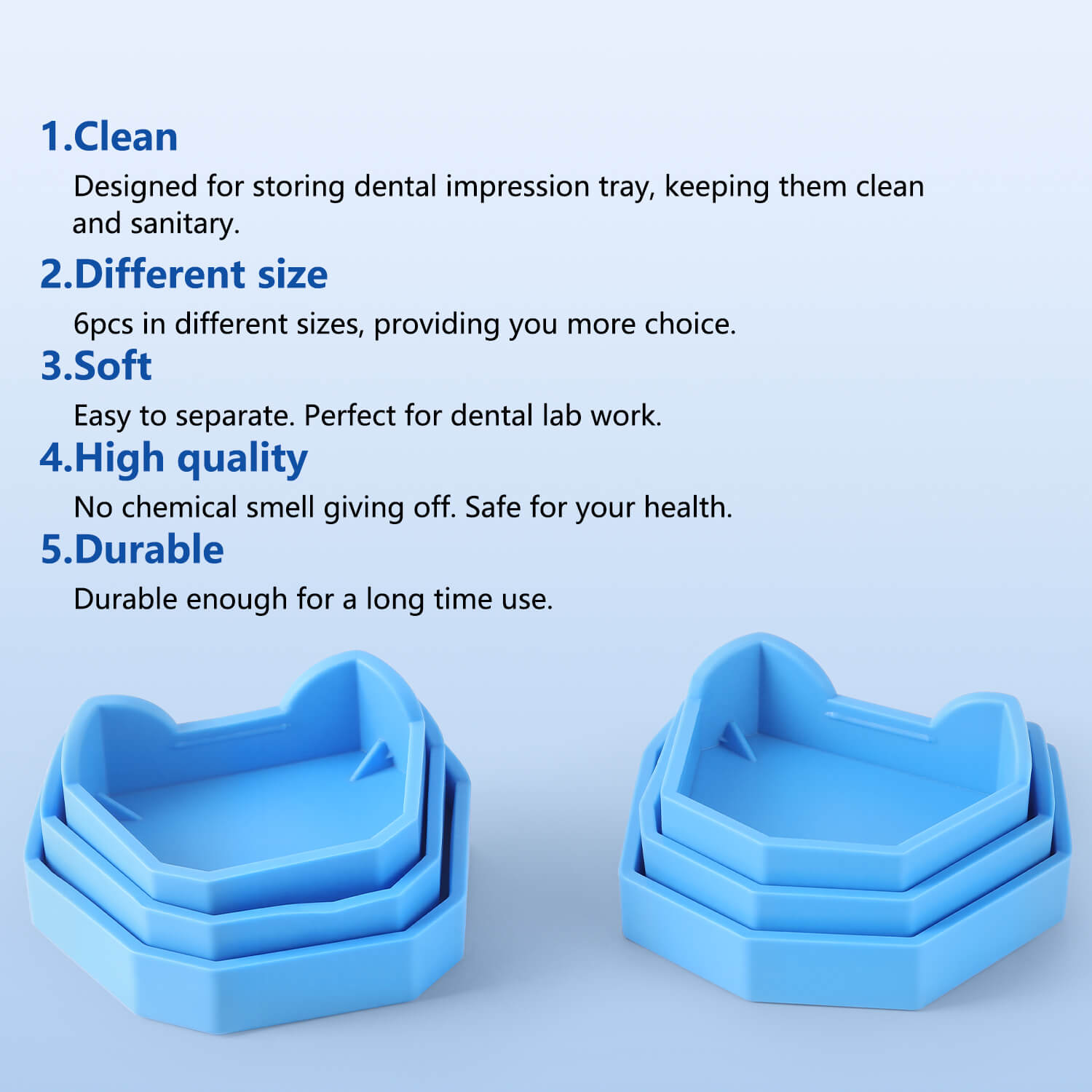Dental Model Base Silicon Rubber Plaster Denture Tray Impression Former Base 6pcs/Set - azdentall.com