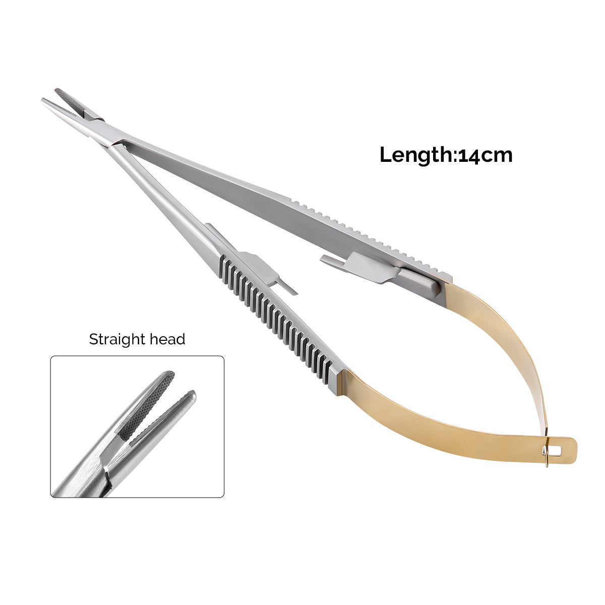 Dental Forceps Needle Holders Tweezer with Lock Straight Head 14cm - azdentall.com