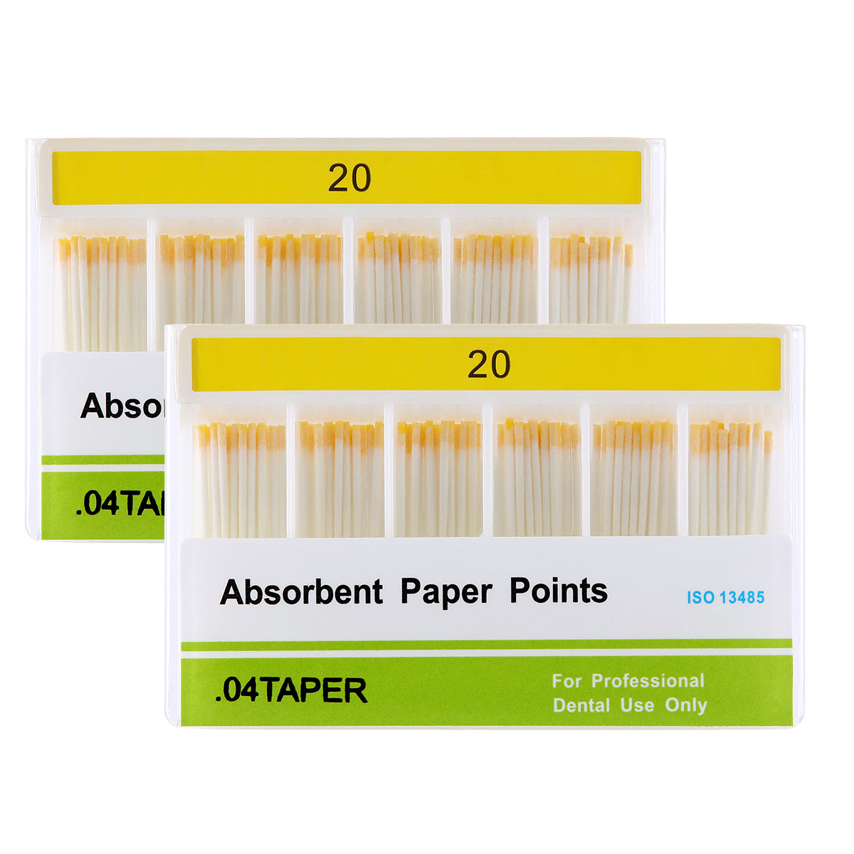 2 Boxes Absorbent Paper Points #20 Taper Size 0.04 Color Coded 100/Box - azdentall.com