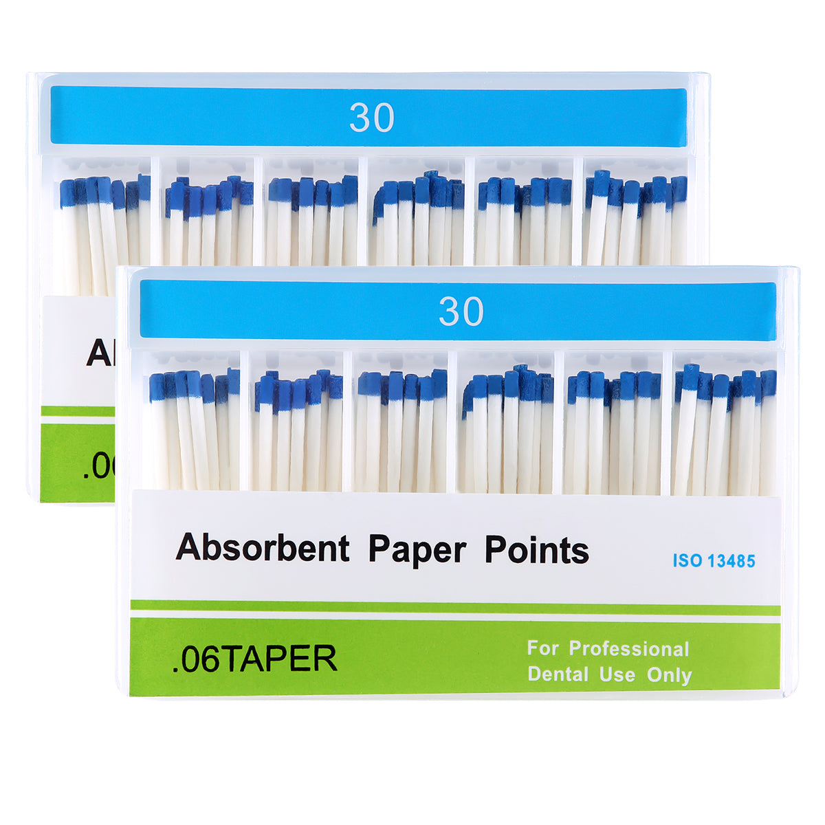 2 Boxes Absorbent Paper Points #30 Taper Size 0.06 Color Coded 100/Box - azdentall.com