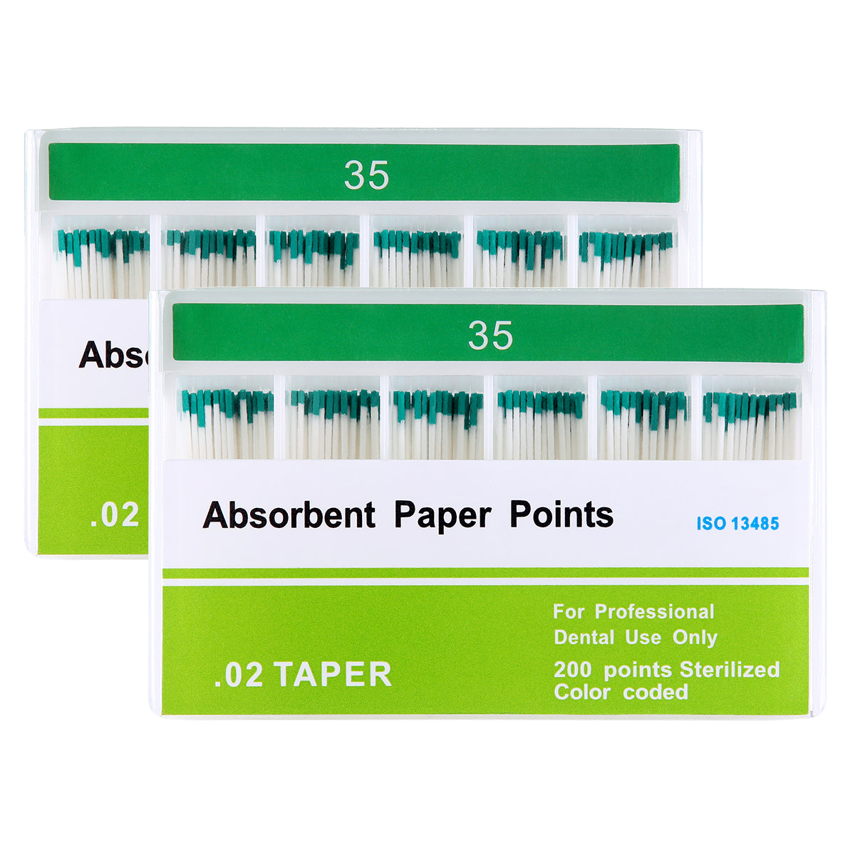 2 Boxes Absorbent Paper Points #35 Taper Size 0.02 Color Coded 200/Box - azdentall.com