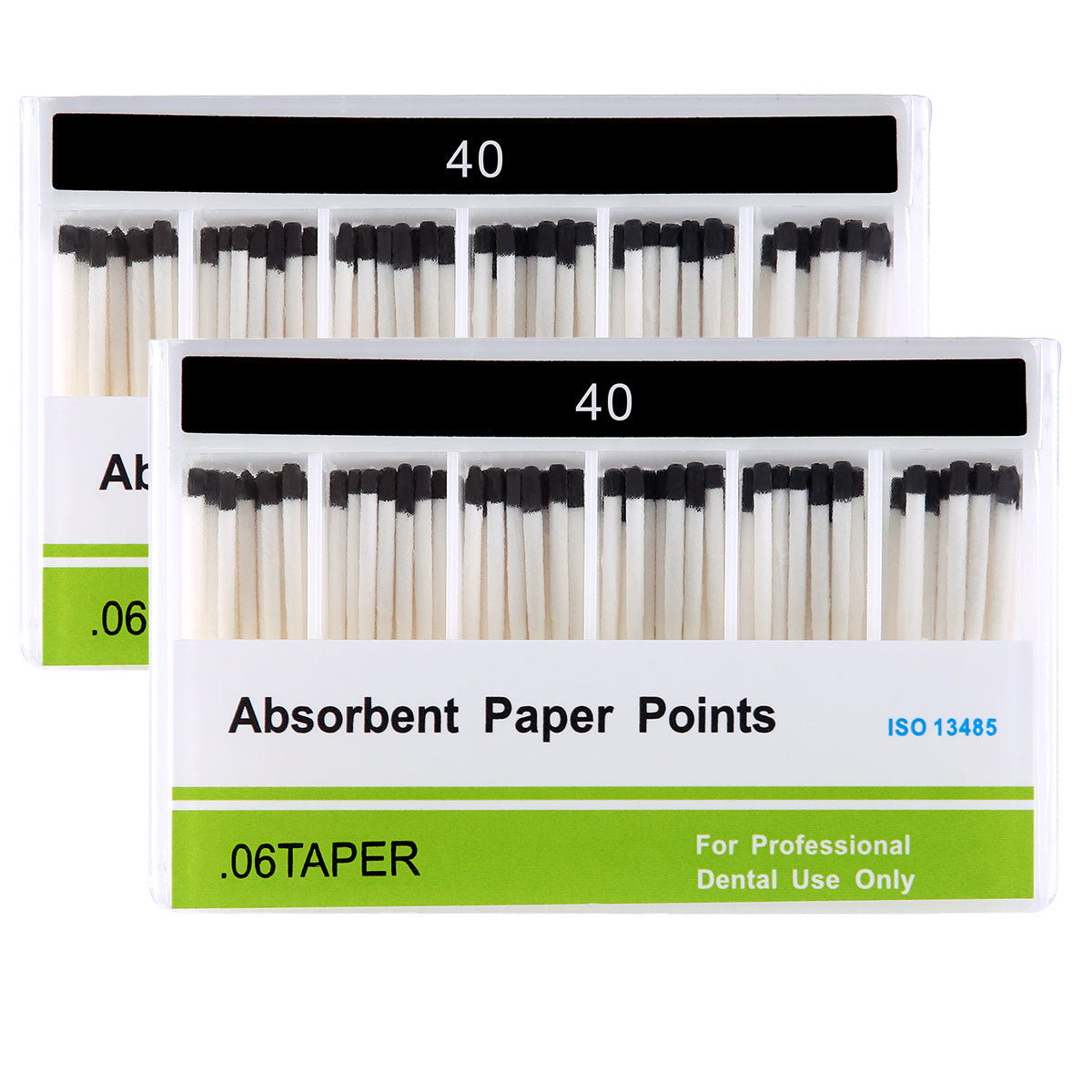 2 Boxes Absorbent Paper Points #40 Taper Size 0.06 Color Coded 100/Box - azdentall.com