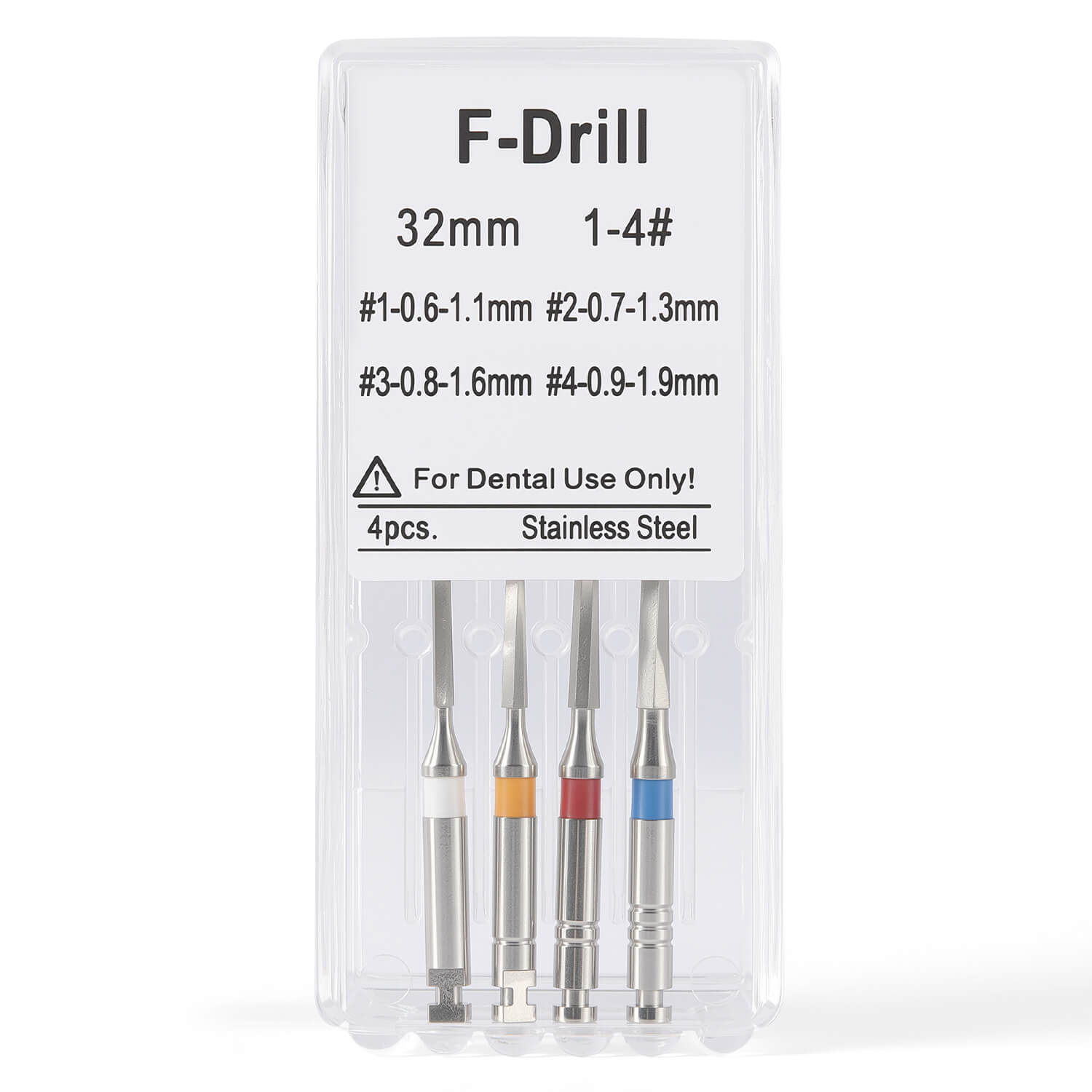 Dental Endo F Drill Reamers Fiber Post Drills Mixed #1-4 32mm 4pcs/Box - azdentall.com