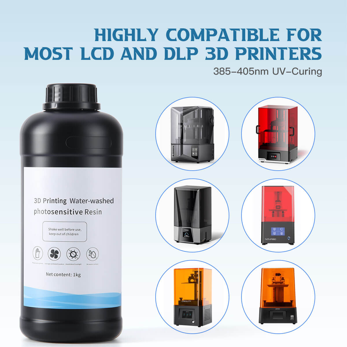 Dental 3D Printer Water Washable Resin Materials Transparent White 1KG/Bottle - azdentall.com