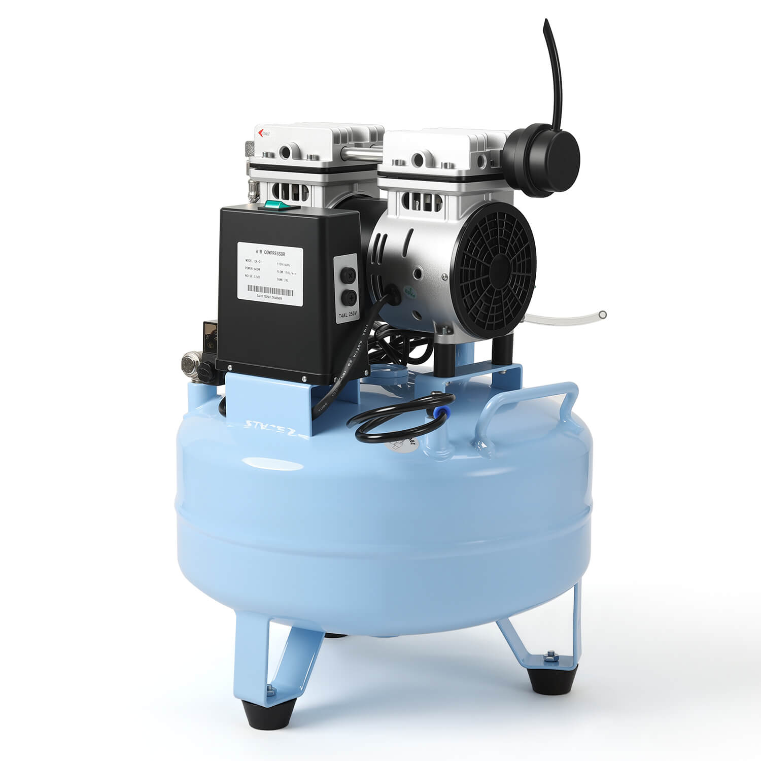 Dental Silent Oil Free Oilless Air Compressor 24L 600W 118L/min for 1PC Dental Chair - azdentall.com