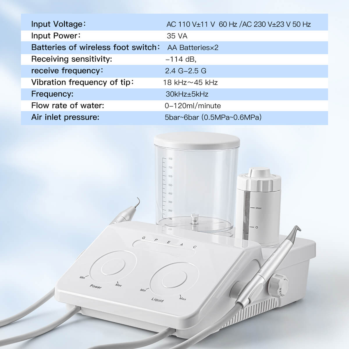 Dental VRN-DQ40 Ultrasonic Scaler Air Polisher Sandblasting Periodontal Therapy System LED Handpiece - azdentall.com