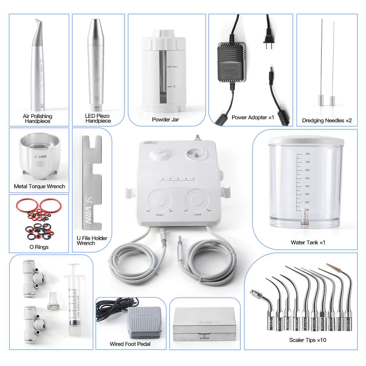Dental VRN-DQ40 Ultrasonic Scaler Air Polisher Sandblasting Periodontal Therapy System LED Handpiece - azdentall.com