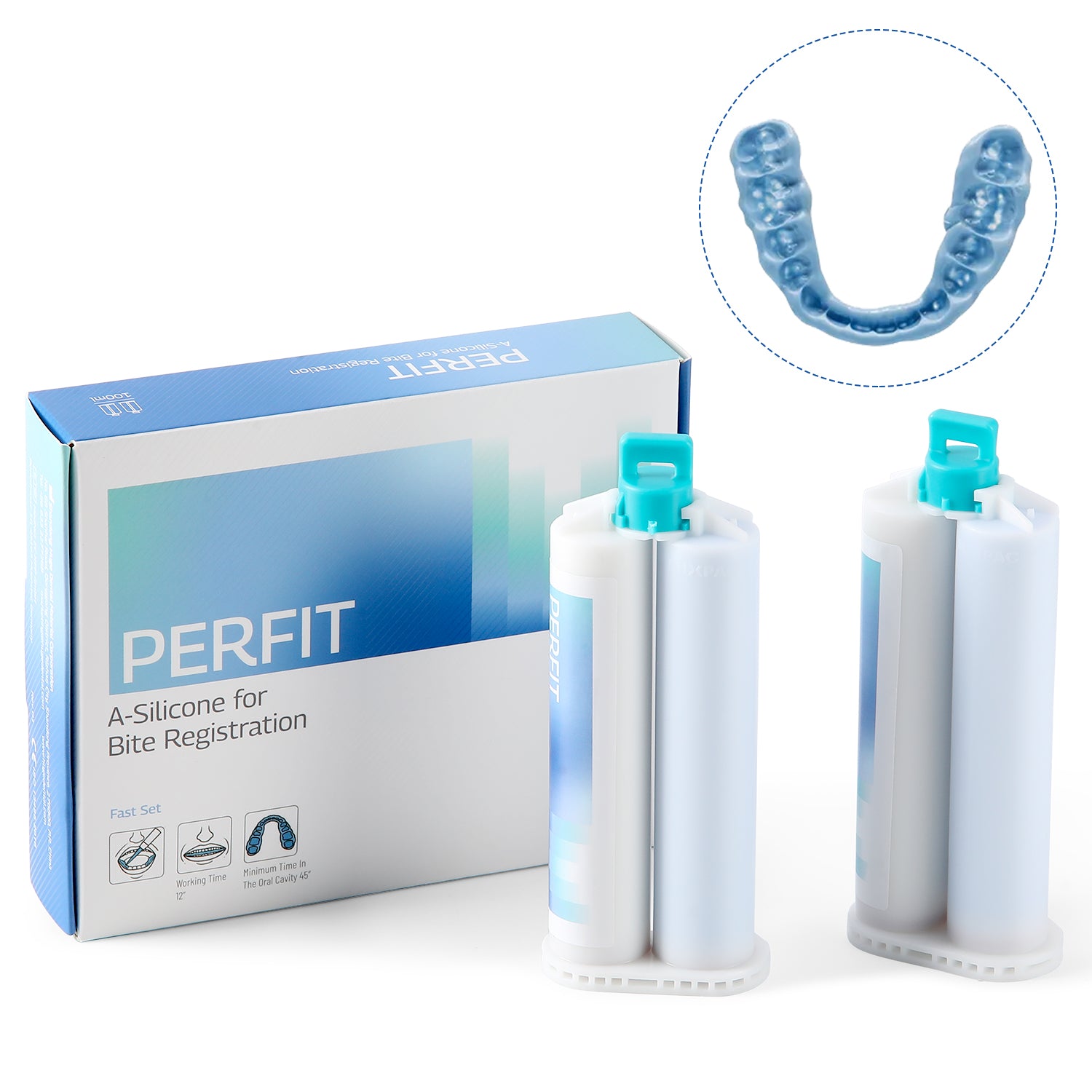 Dental Bite Registration Material Fast Set 2 Cartridges Of 50ML Mixing Tips