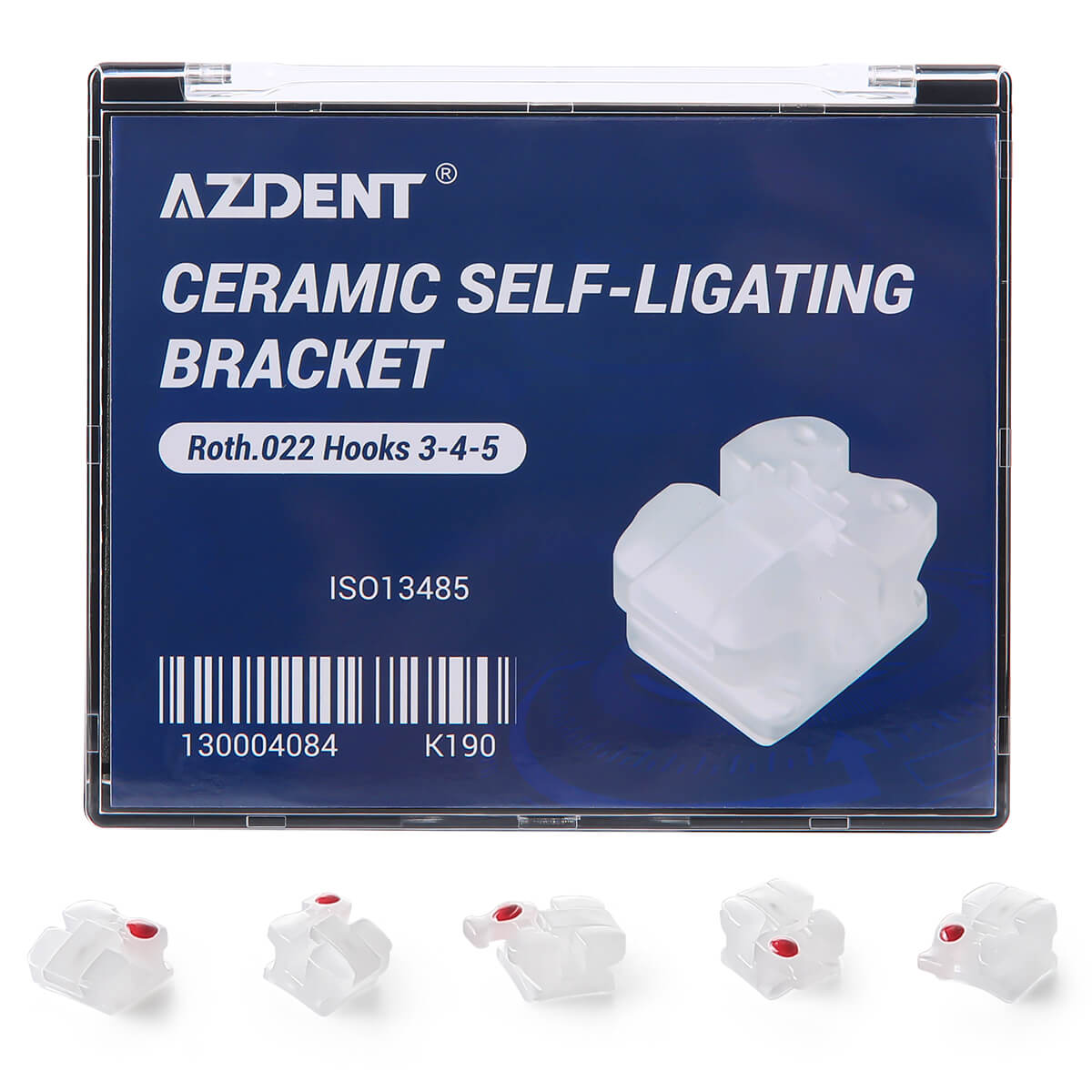 AZDENT Dental Self-ligating Ceramic Brackets Clear Roth/MBT 0.022 with hook 3,4,5 - azdentall.ocm
