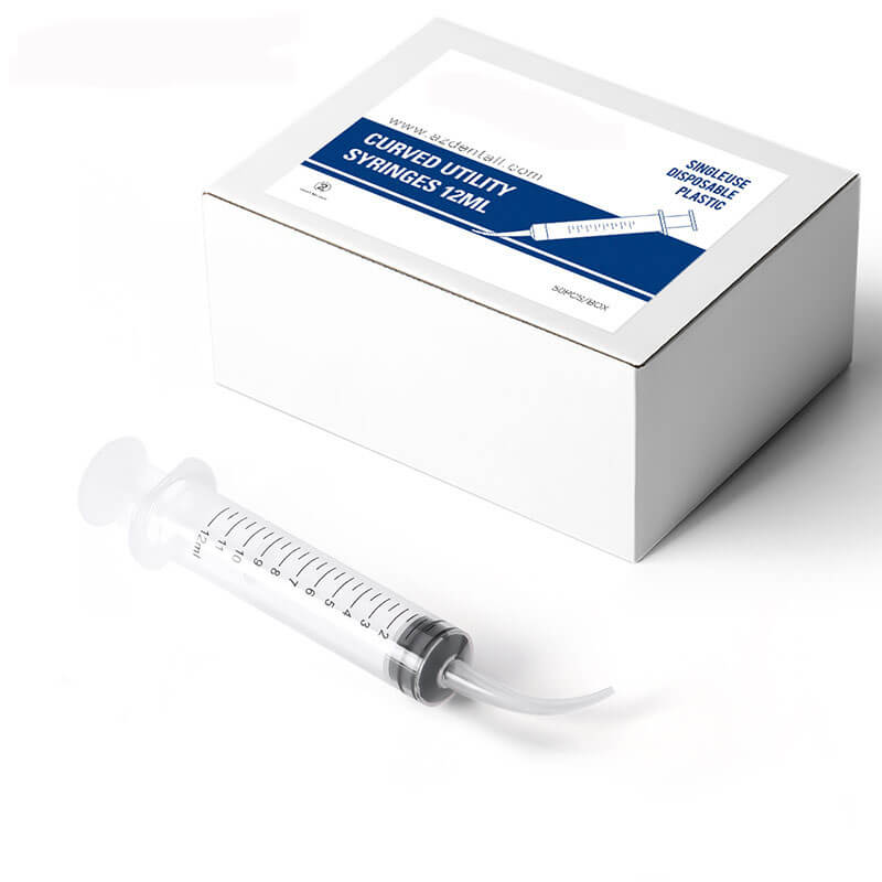 Dental Irrigation Utility Syringes with Curved Tip and Measurement 12cc 50pcs/Box - azdentall.com