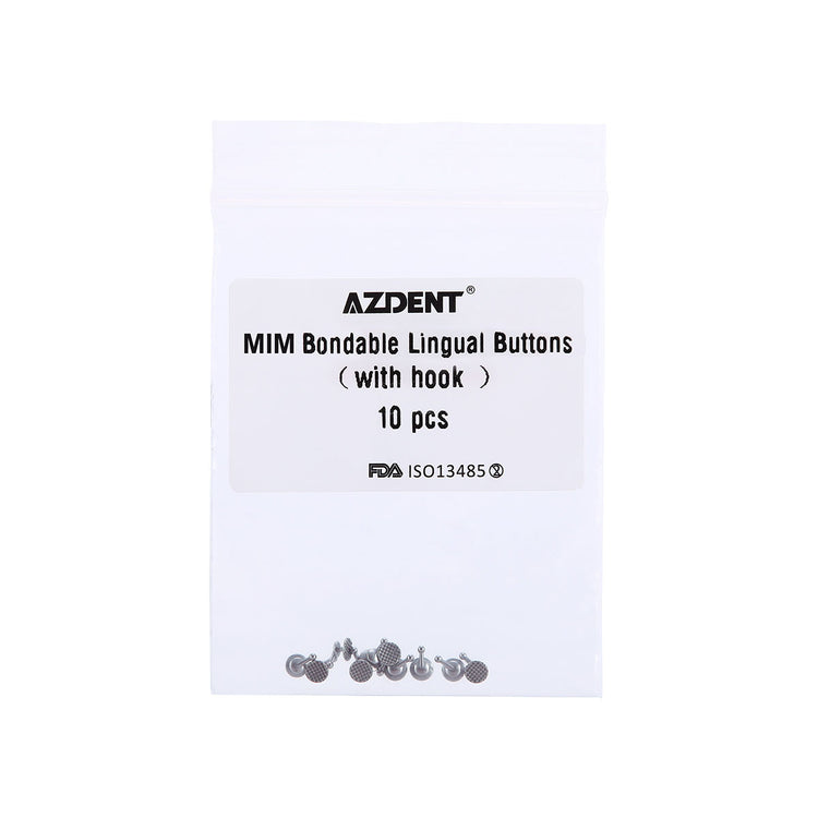 AZDENT Dental Bondable Lingual Buttons with Hook Round Base, 10pcs/Bag - azdentall.com