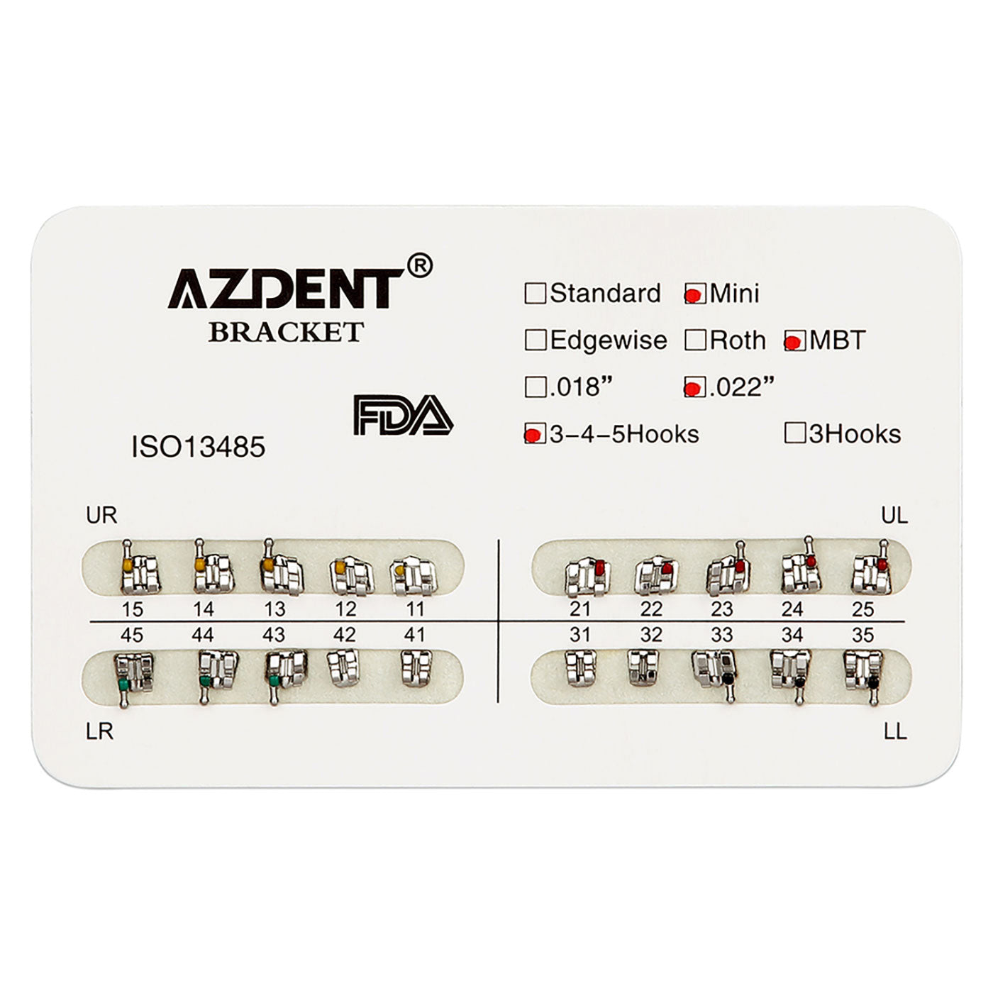 AZDENT Dental Mini Metal Brackets For Braces Full Size 20pcs/Pack