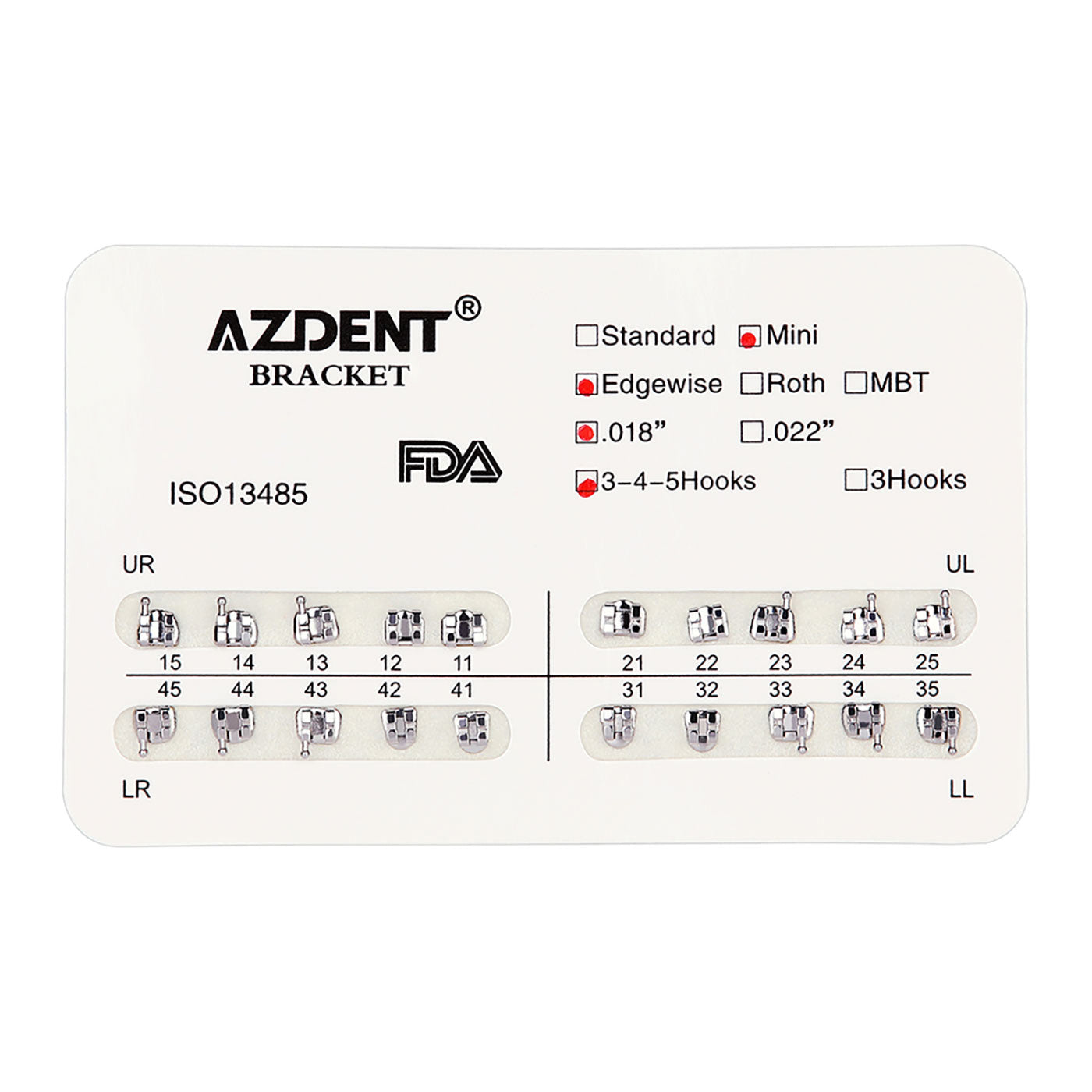 AZDENT Dental Mini Metal Brackets For Braces Full Size 20pcs/Pack