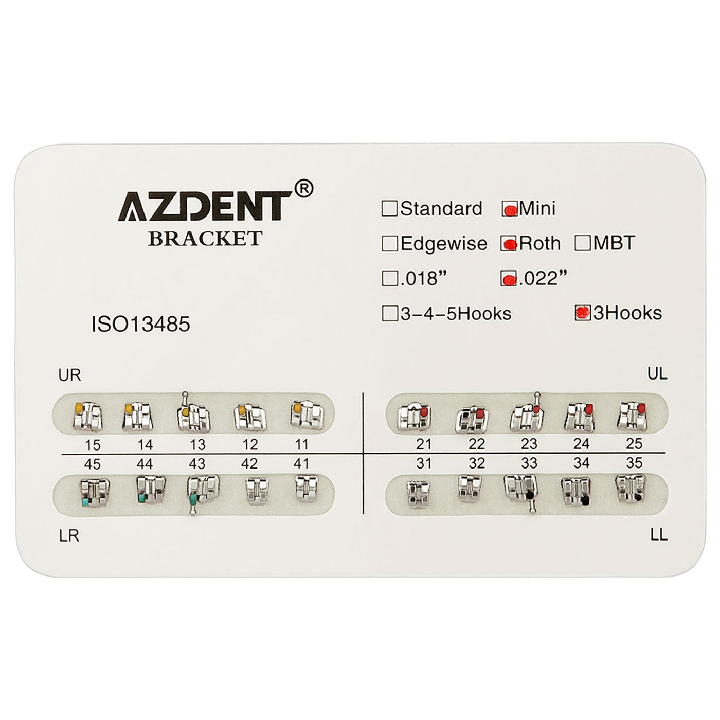 AZDENT Dental Mini Metal Brackets For Braces Full Size 20pcs/Pack