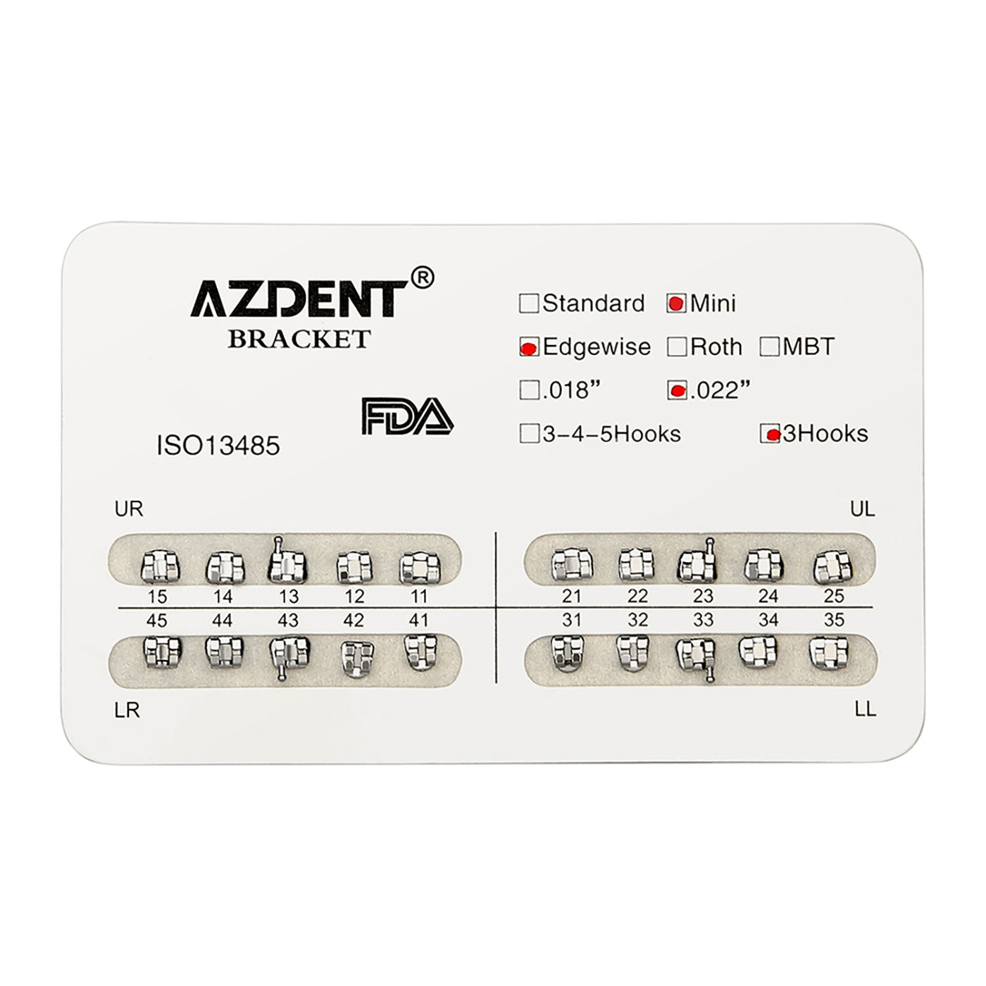 AZDENT Dental Mini Metal Brackets For Braces Full Size 20pcs/Pack