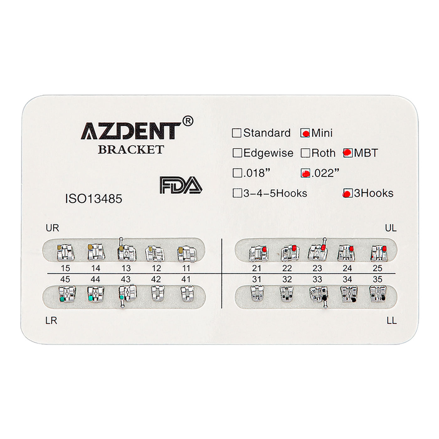 AZDENT Dental Mini Metal Brackets For Braces Full Size 20pcs/Pack