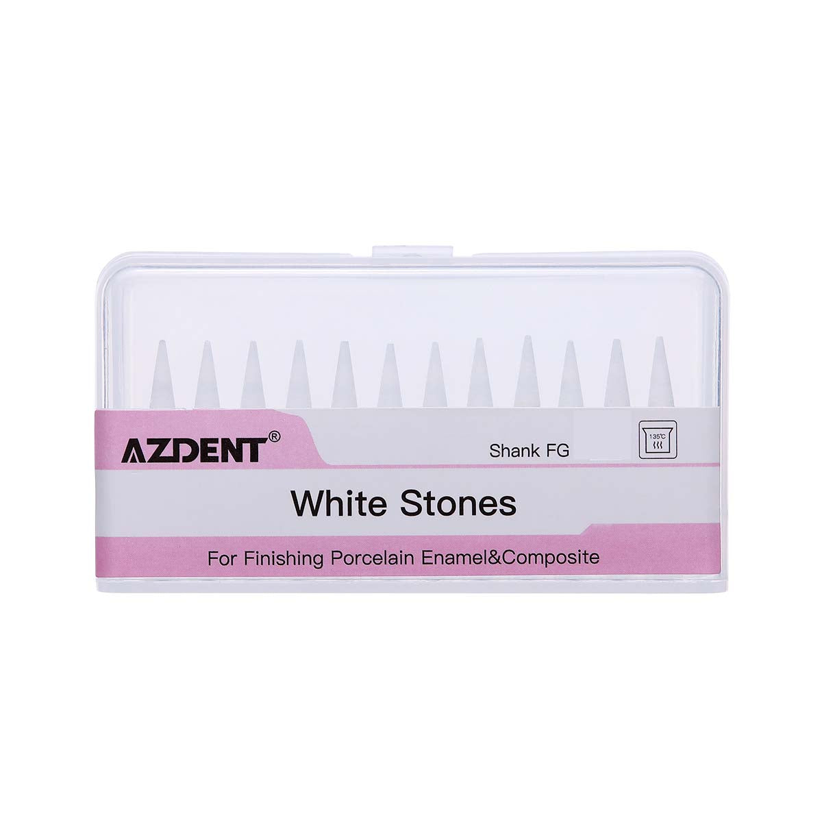 AZDENT Dental Polishing FG Burs Cone Shape White Stone 12pcs/Kit