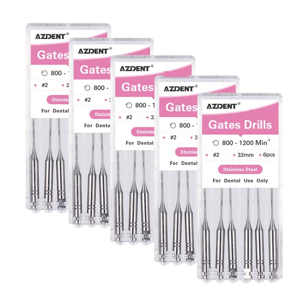AZDENT Dental Engine Files Staniless Steel Gates Drill 32mm #2 6pcs/Box