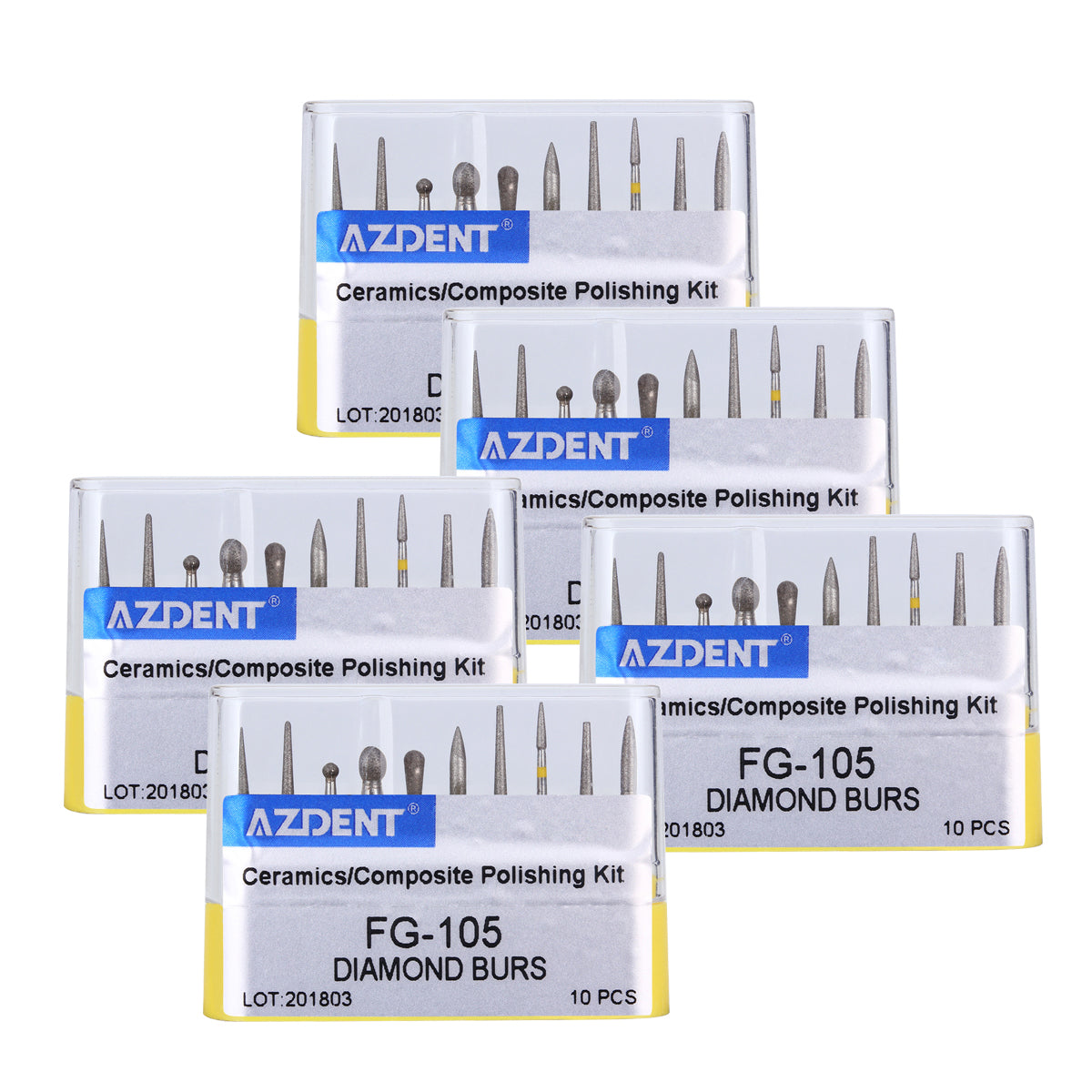 5 Kits AZDENT Dental Diamond Bur FG-105 Ceramics/Composite Polishing Kit 10pcs/Kit - azdentall.com