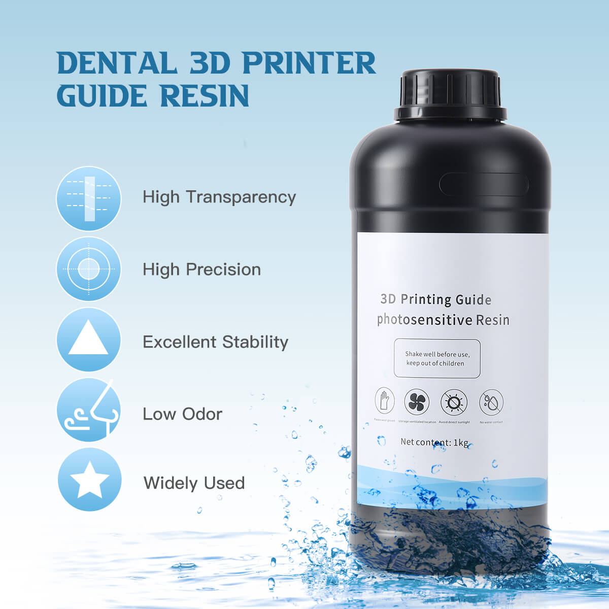 Dental 3D Printer Guide Resin Materials High Transparency 1KG/Bottle - azdentall.com