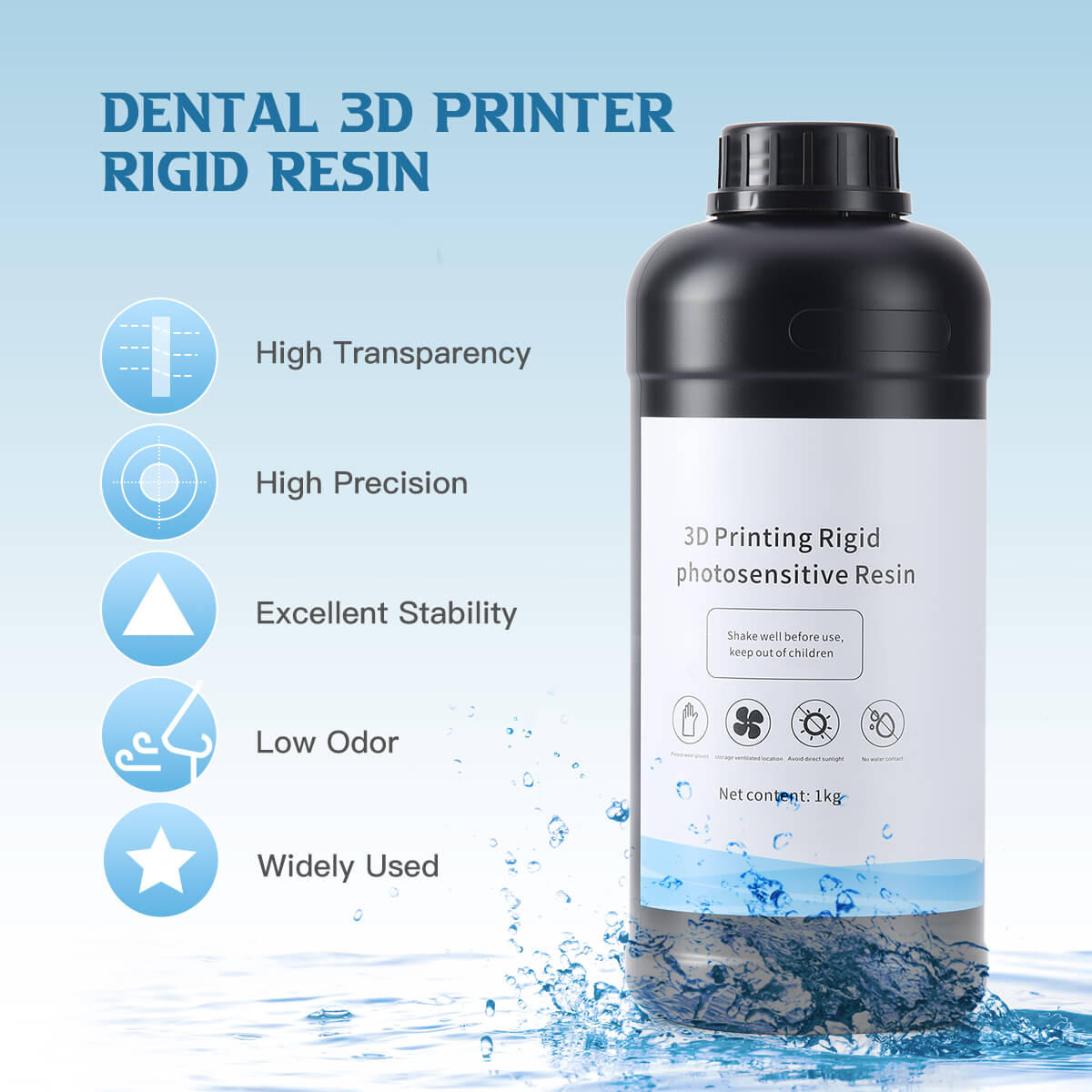 Dental 3D Printer Rigid Resin Materials Gray Yellow White 1KG/Bottle - azdentall.com