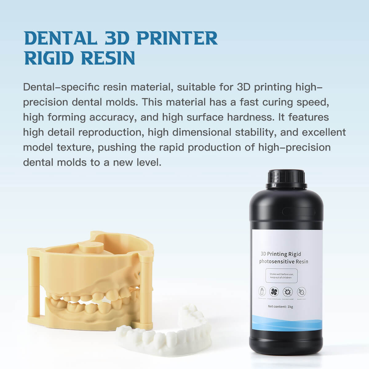 Dental 3D Printer Rigid Resin Materials Gray Yellow White 1KG/Bottle - azdentall.com